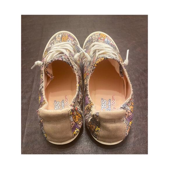 Skechers BOBS Memory Foam Cat Print Sneakers Women’s Size 7.5 Slip On Shoes - Picture 5 of 9